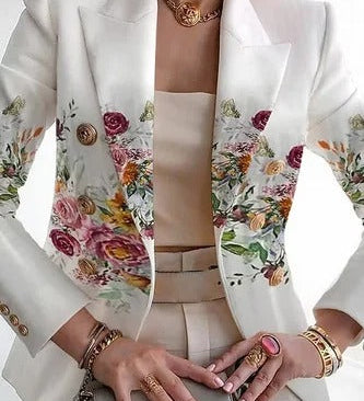 Dame blazer – elegant design med blomsterprint