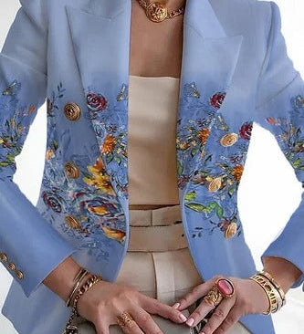 Dame blazer – elegant design med blomsterprint