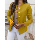Militærinspireret dame blazer – elegant med guldknapper