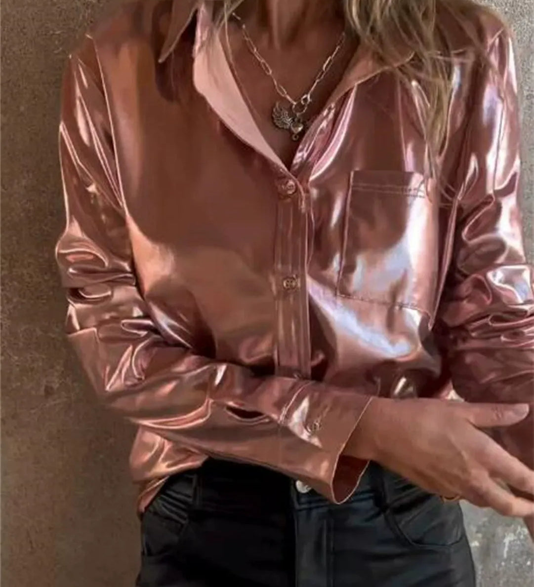 Skjorte med Metallic Effekt