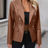 Elegant Figursyet Blazer til Kvinder med Dobbelt Knaplukning