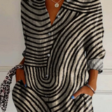 Stribet Skjorte med Knaplukning og Lange Ærmer