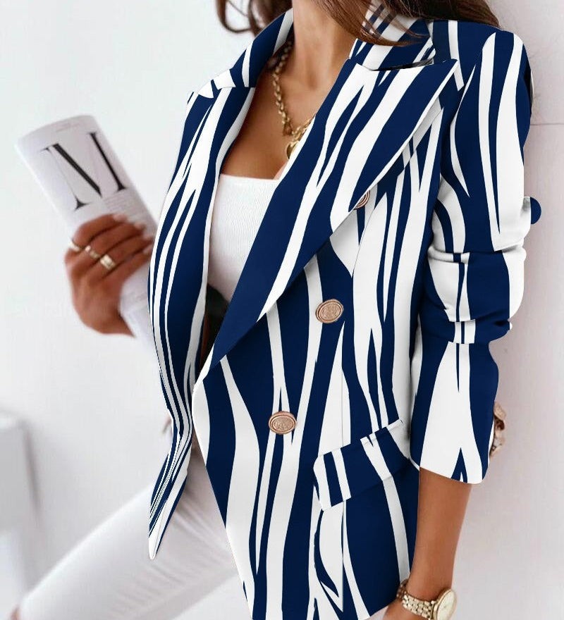 Dame blazer – mønstret dobbeltradet design til moderne look