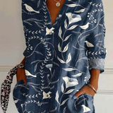 Stribet Skjorte med Knaplukning og Lange Ærmer