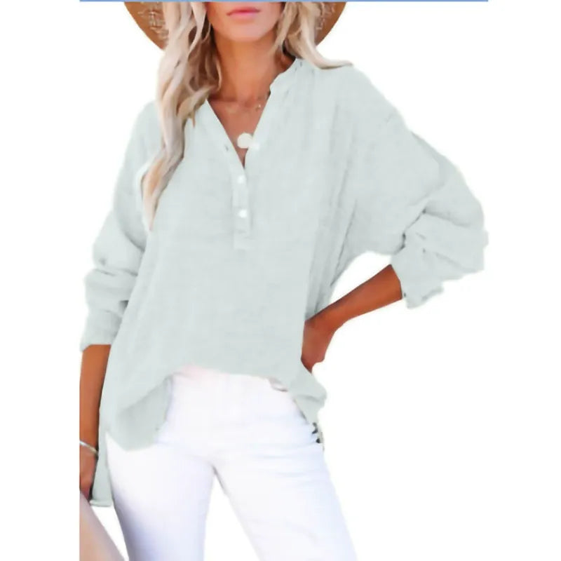 Let Bomuldsbluse med Knapper
