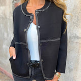 Kort jakke dame elegant bouclé stil let overgangsjakke