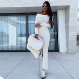 Off-Shoulder Jumpsuit med Lange Ærmer til Kvinder