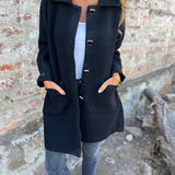 Lang jakke dame med knapper klassisk overgangsfrakke