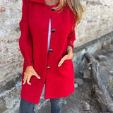Lang jakke dame med knapper klassisk overgangsfrakke