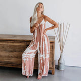 Løs Jumpsuit med Tie-Dye Print og Tynde Stropper