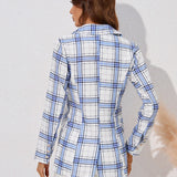 Dobbeltradet dame blazer – stilfuldt stribet design