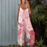Løs Jumpsuit med Print og Spaghettistropper