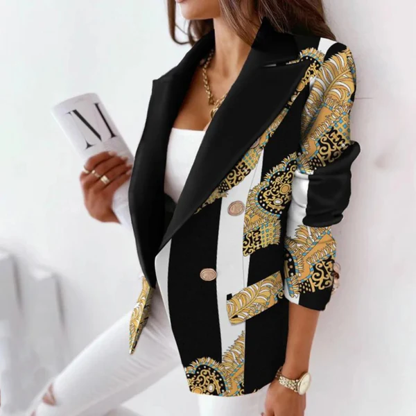 Dame blazer med stribet mønster – elegant jakke til hverdag og fest