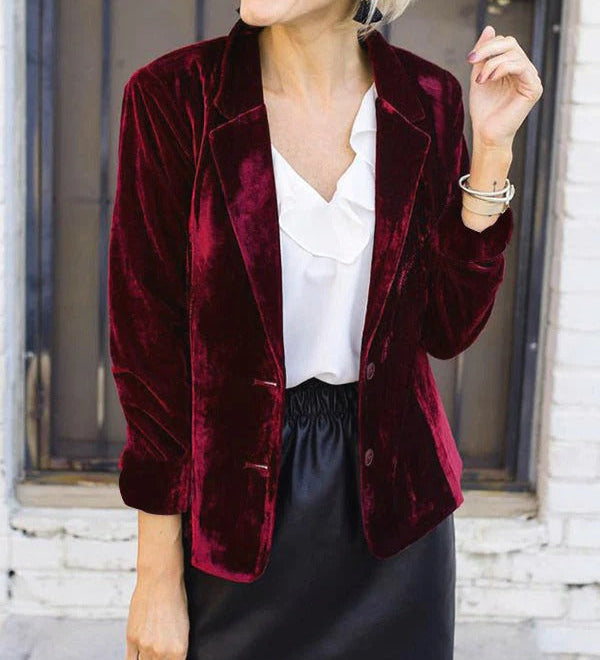 Velour dame blazer – elegant og luksuriøst design