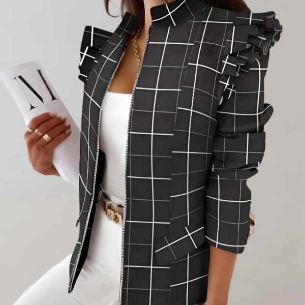 Ternet Blazer med Flæser og Elegant Design til Kvinder