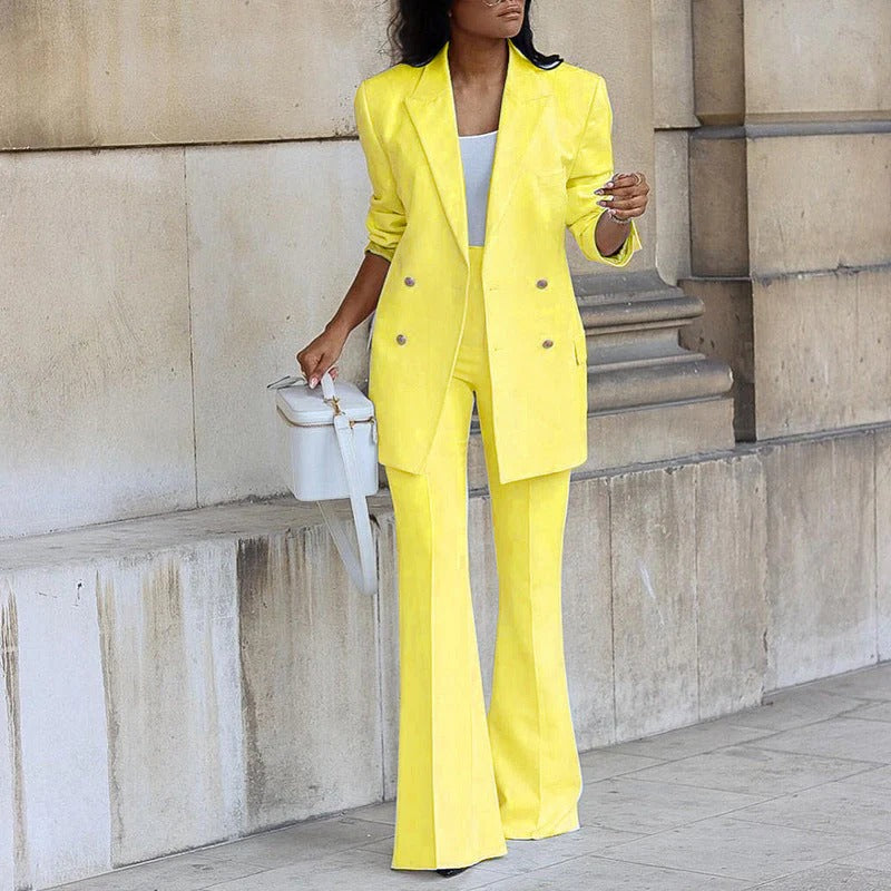 Elegant Blazer og Bukser Sæt til Kvinder
