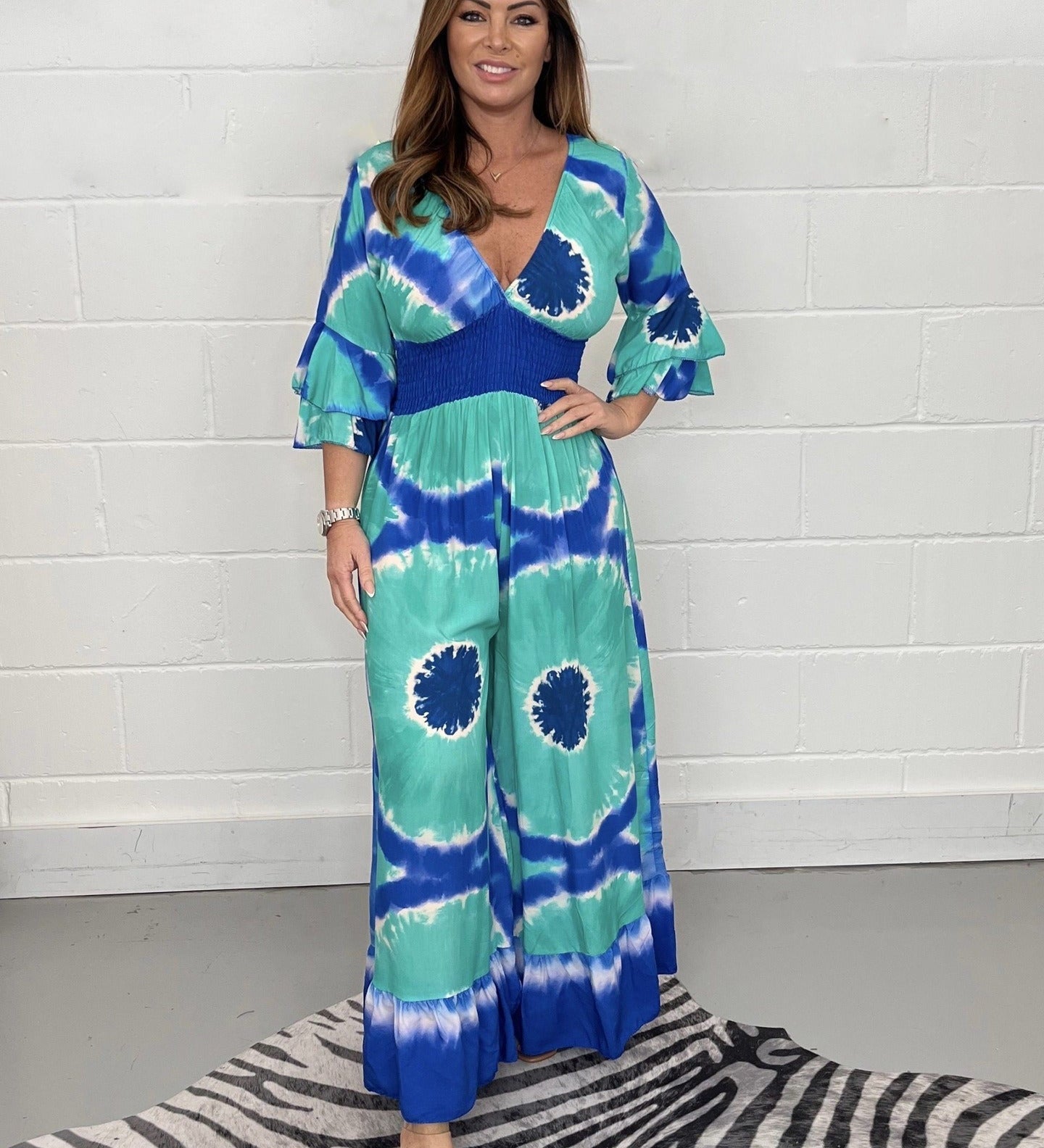 Boheme Jumpsuit med Elegant Pasform og Flæseærmer
