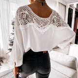 Dame Bluse med Blonde og 3/4 Ærmer – Elegant og Stilren