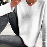 Let striktrøje med v-hals og blød afslappet pasform