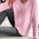 Let striktrøje med v-hals og blød afslappet pasform