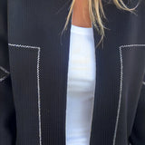 Elegant Cardigan med Lynlås og Kontrastdetaljer