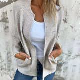 Elegant Cardigan med Lynlås og Kontrastdetaljer