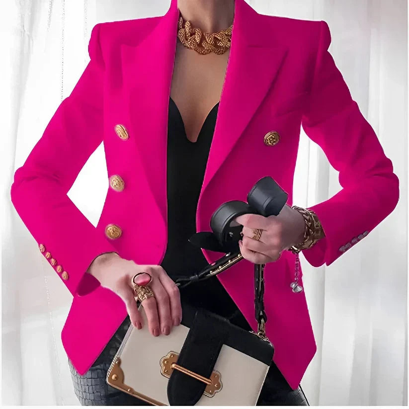 Elegant Dame Blazer med Dobbeltknapper