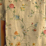 Skjortebluse med blomsterprint og krave – Vintage-inspireret og feminin