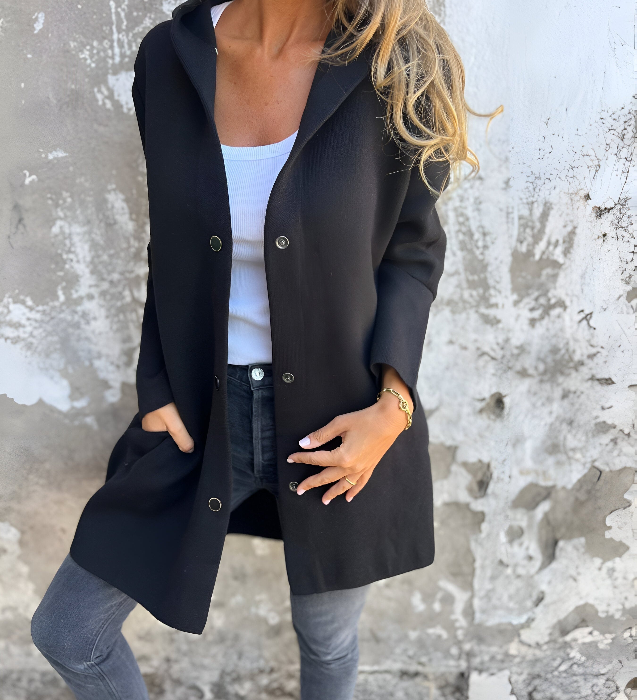 Elegant Blazer Cardigan med Knaplukning