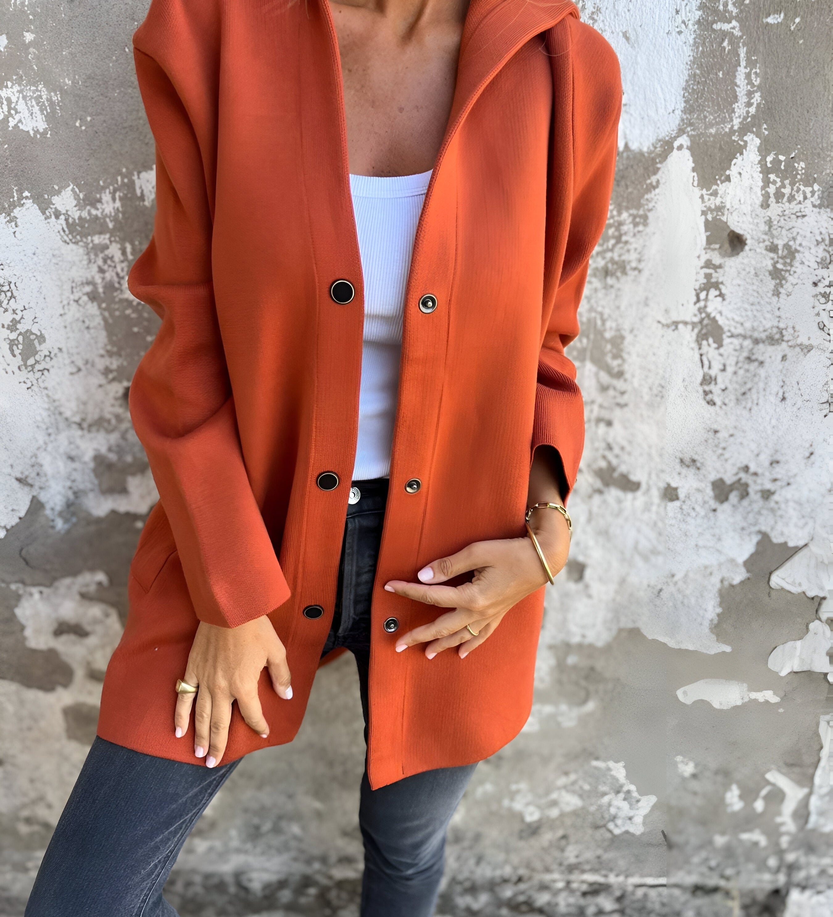 Elegant Blazer Cardigan med Knaplukning