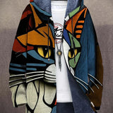 Kunstinspireret Hættecardigan med Grafisk Design og Moderne Stil
