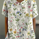 Skjortebluse med blomsterprint og krave – Let og sommerlig stil