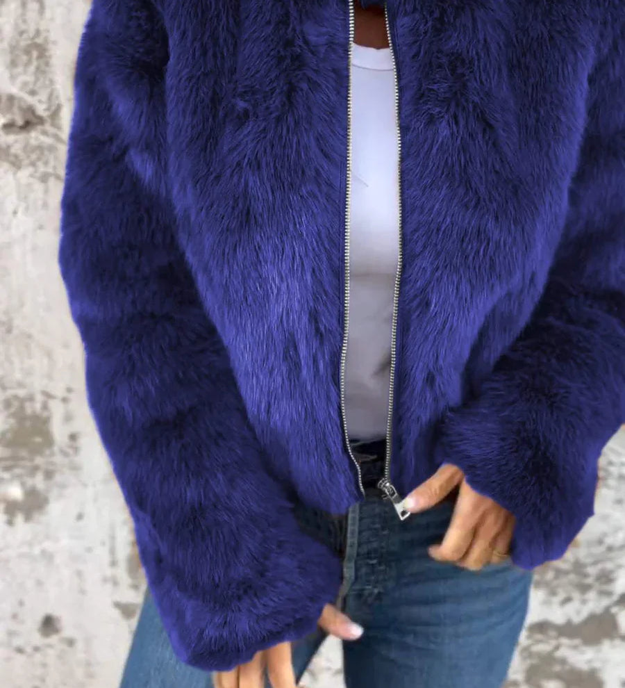 Kort Pelsjakke til Kvinder – Blød, Varm og Elegant Imiteret Pels