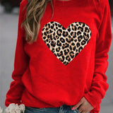 Sweatshirt med Leopardhjerte og Rund Hals