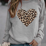 Sweatshirt med Leopardhjerte og Rund Hals