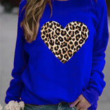 Sweatshirt med Leopardhjerte og Rund Hals