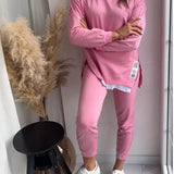 Blødt sweat sæt med oversized trøje og afslappede bukser