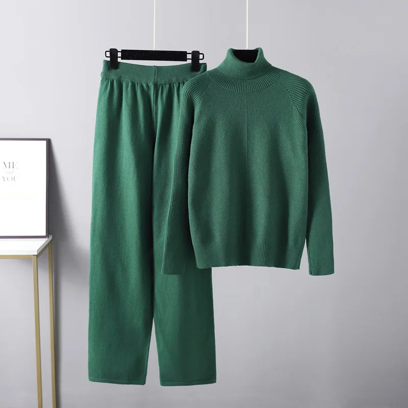 Strikket Lounge Sæt med Sweater og Bukser – Blød Komfort