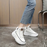 Hvide high-top sneakers med chunky platform og lynlås