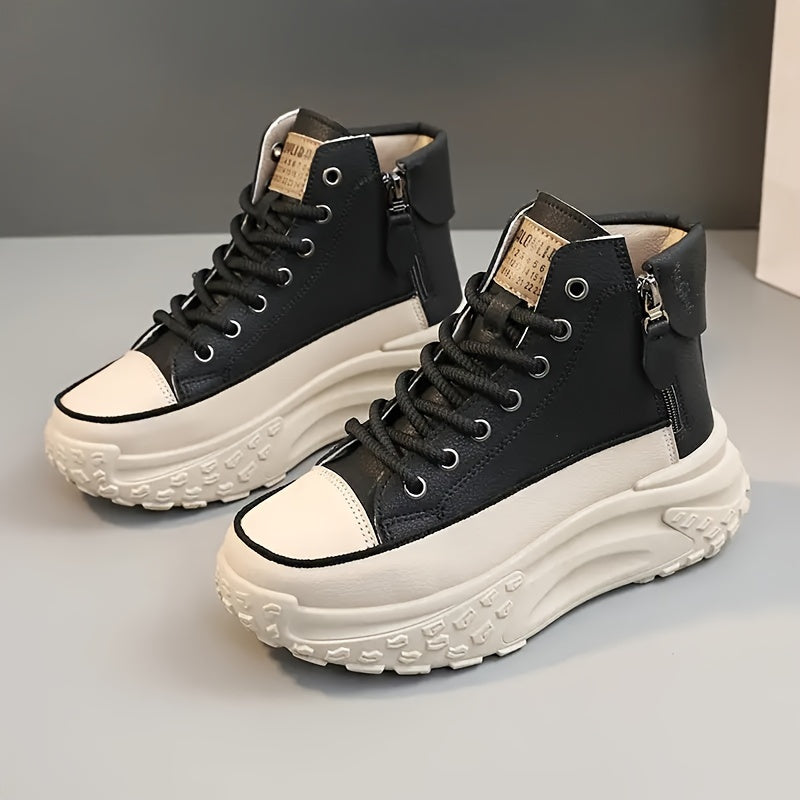 Hvide high-top sneakers med chunky platform og lynlås