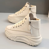 Hvide high-top sneakers med chunky platform og lynlås