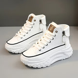 Hvide high-top sneakers med chunky platform og lynlås