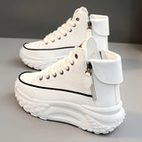 Hvide high-top sneakers med chunky platform og lynlås