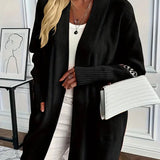 Lang cardigan med åben front og afslappet elegant pasform