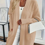 Lang cardigan med åben front og afslappet elegant pasform