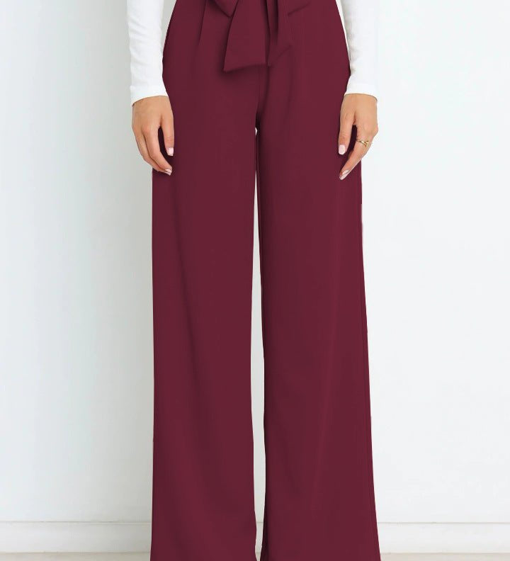 Wide-leg bukser med bindebånd – høj talje og feminin stil