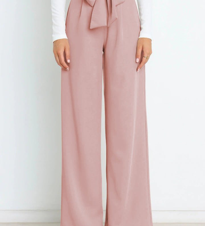 Wide-leg bukser med bindebånd – høj talje og feminin stil