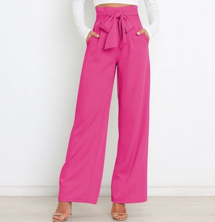 Wide-leg bukser med bindebånd – høj talje og feminin stil