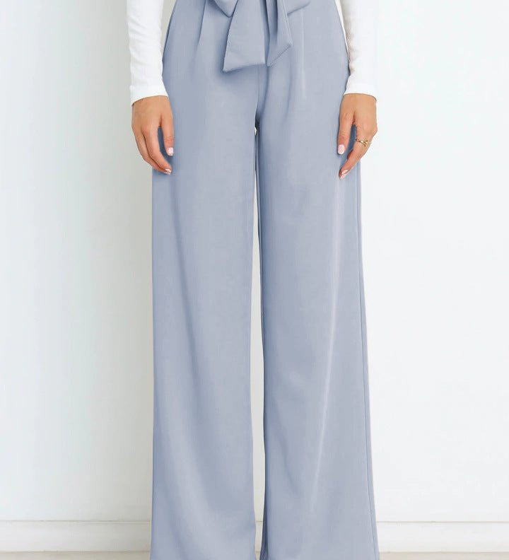 Wide-leg bukser med bindebånd – høj talje og feminin stil