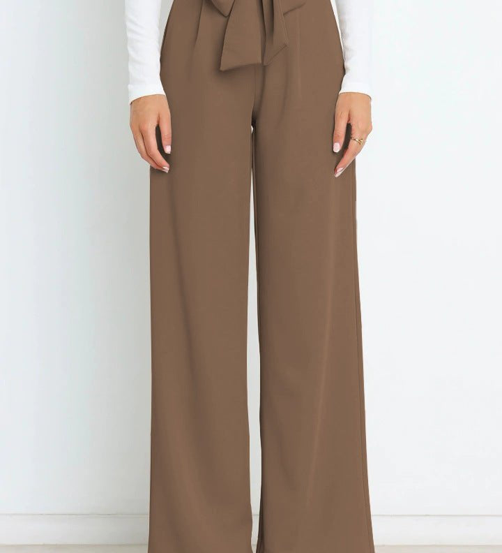 Wide-leg bukser med bindebånd – høj talje og feminin stil